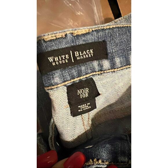 White House Black Market Bootcut Jean Women 10R Blue Flare Denim Retro Boho Chic - Picture 10 of 11